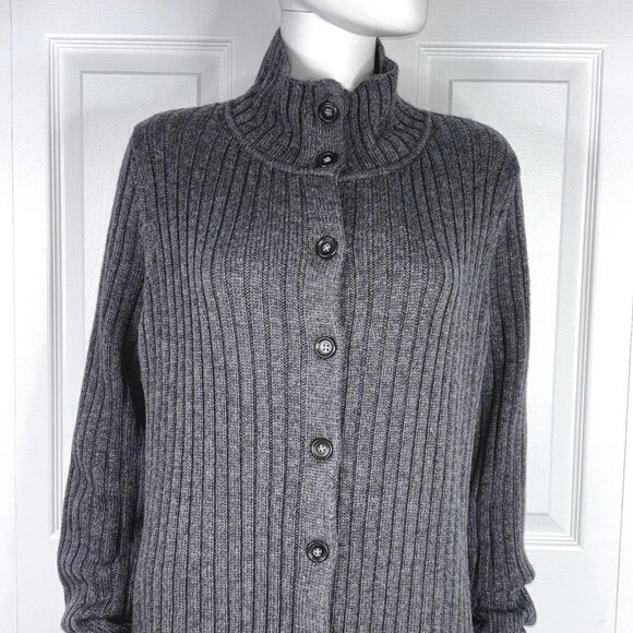 CONTEMPORAINE Women's large grey wool cardigan - Picture 2 of 2